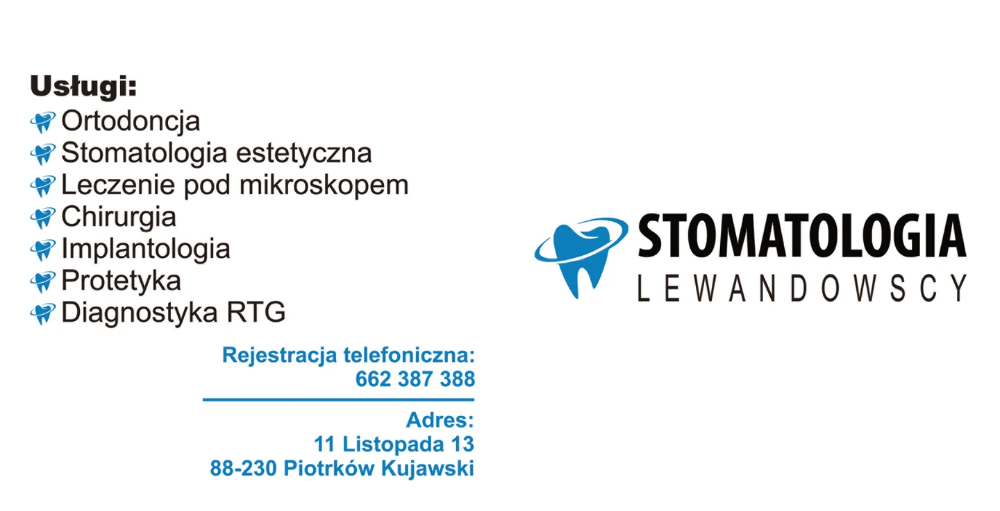 Przesłany projekt koperty Stomatologia Lewandowscy z informacją o diagnostyce RTG